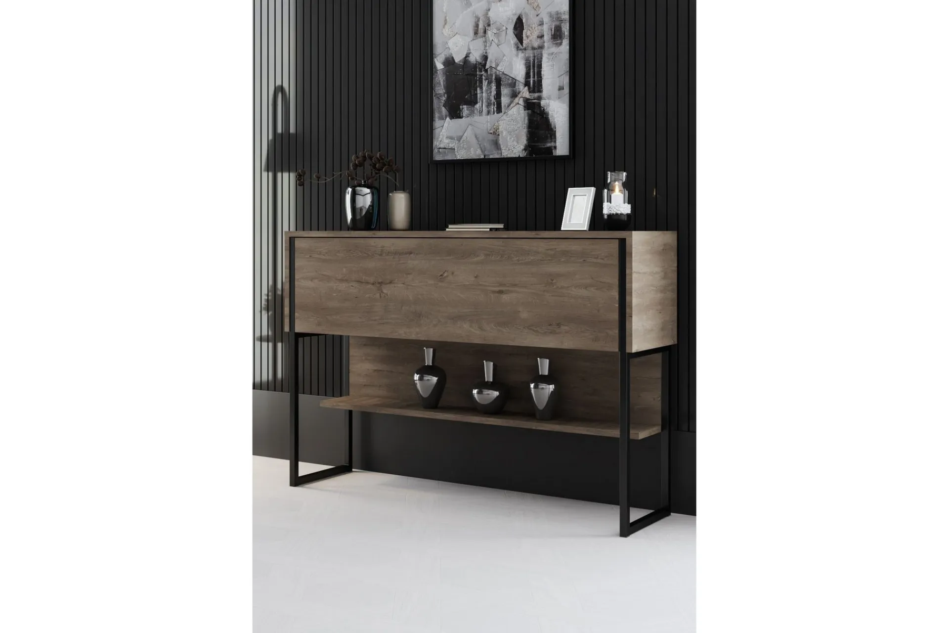 Kommode|Gangoppbevaring-Luxe Kommode 120 cm Svart,Valnöt
