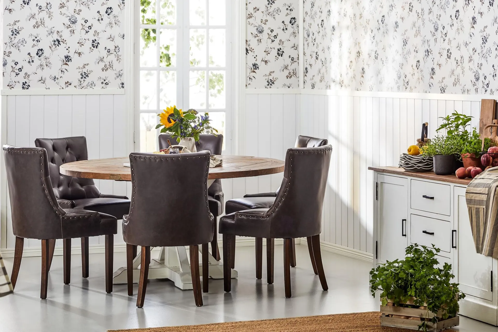 Bloomington Spisegrupper-Lyon Spisegruppe Ø150 cm Rund med 6 Tuva Stoler Brun,Hvit