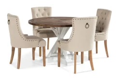 Bloomington Spisegrupper-Lyon Spisegruppe Rund med 4 Viktoria Lenestoler Beige