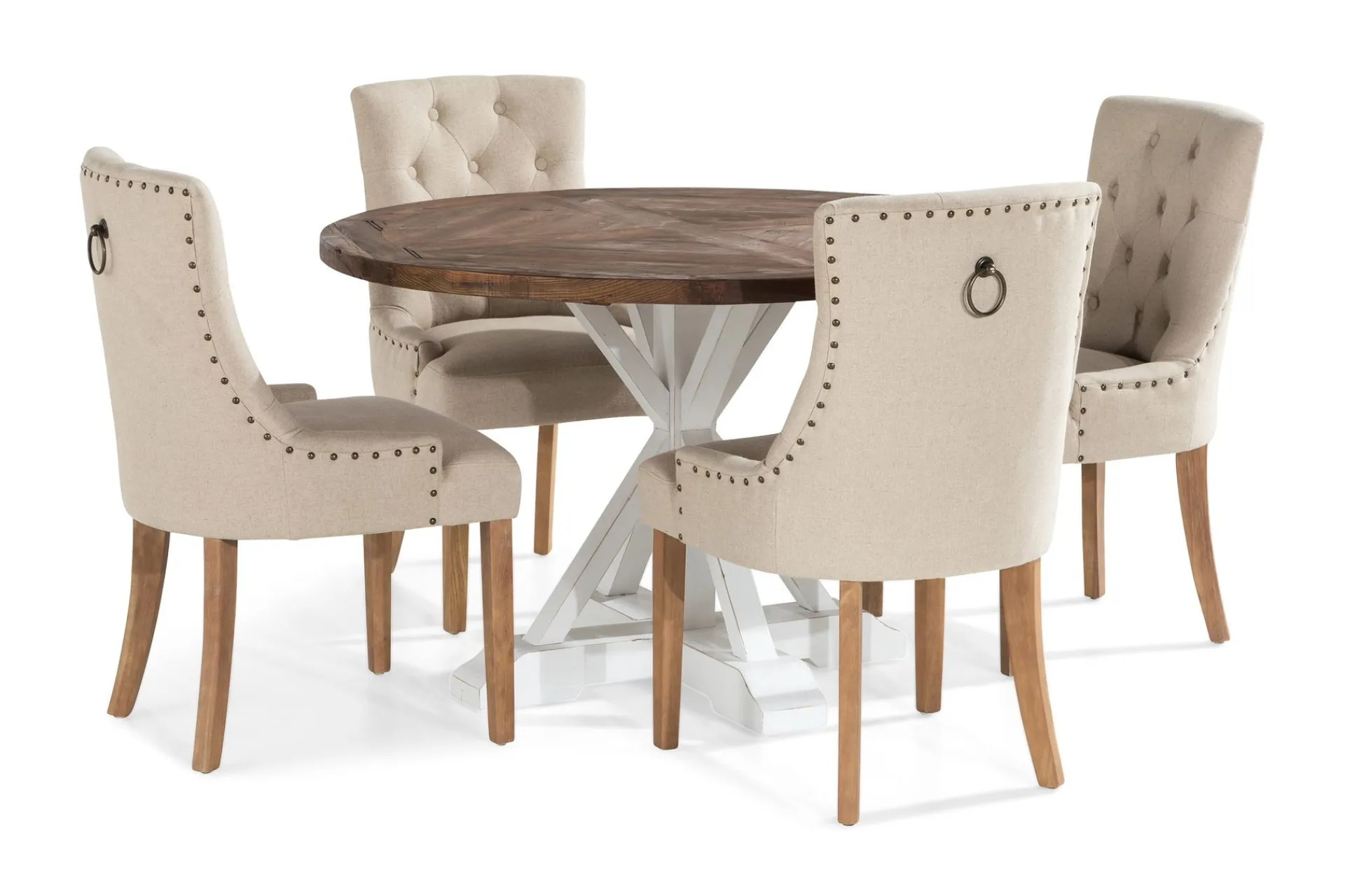 Bloomington Spisegrupper-Lyon Spisegruppe Rund med 4 Viktoria Lenestoler Beige