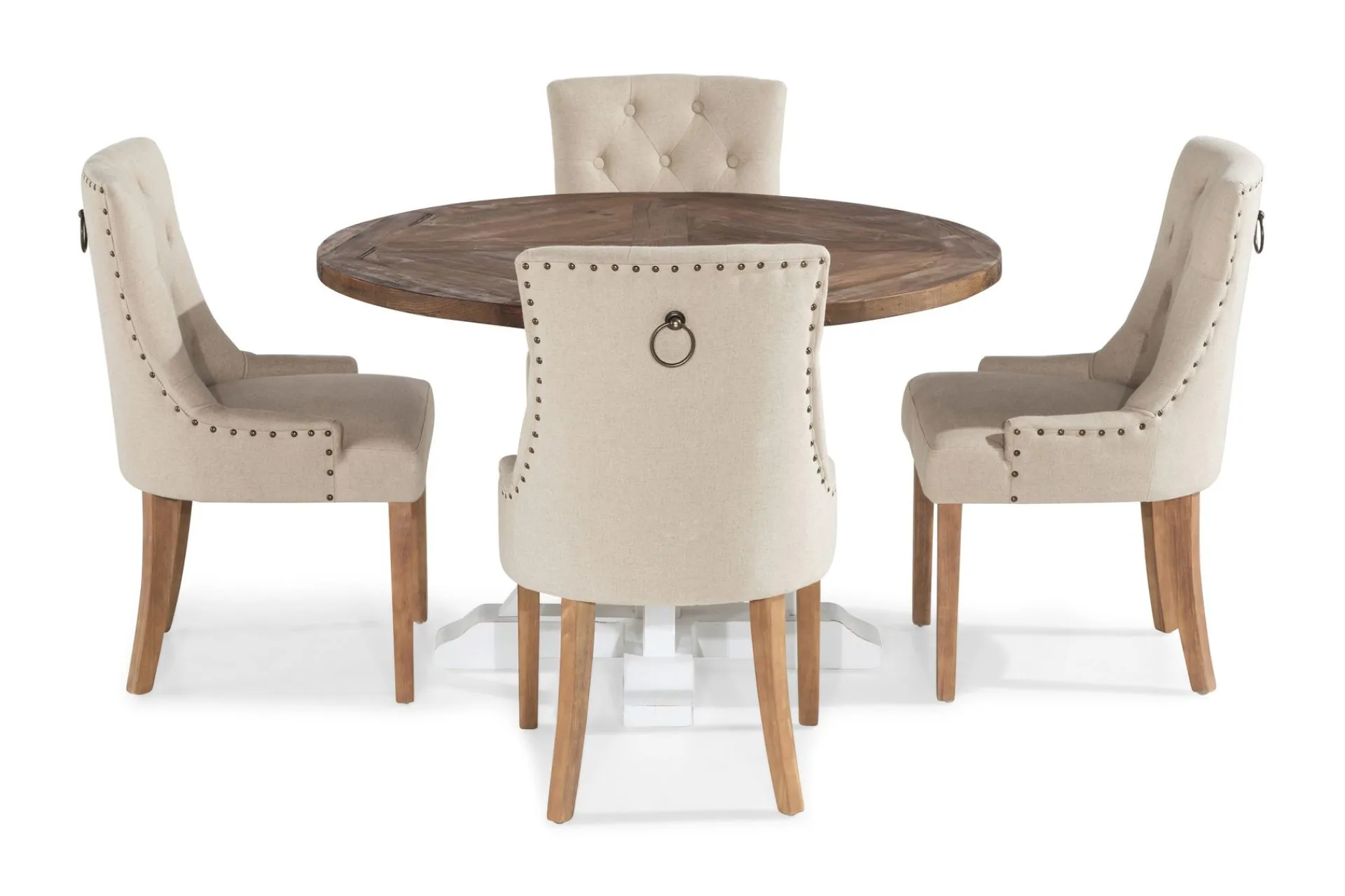 Bloomington Spisegrupper-Lyon Spisegruppe Rund med 4 Viktoria Lenestoler Beige