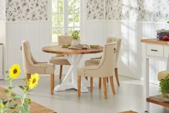 Bloomington Spisegrupper-Lyon Spisegruppe Rund med 4 Viktoria Lenestoler Beige