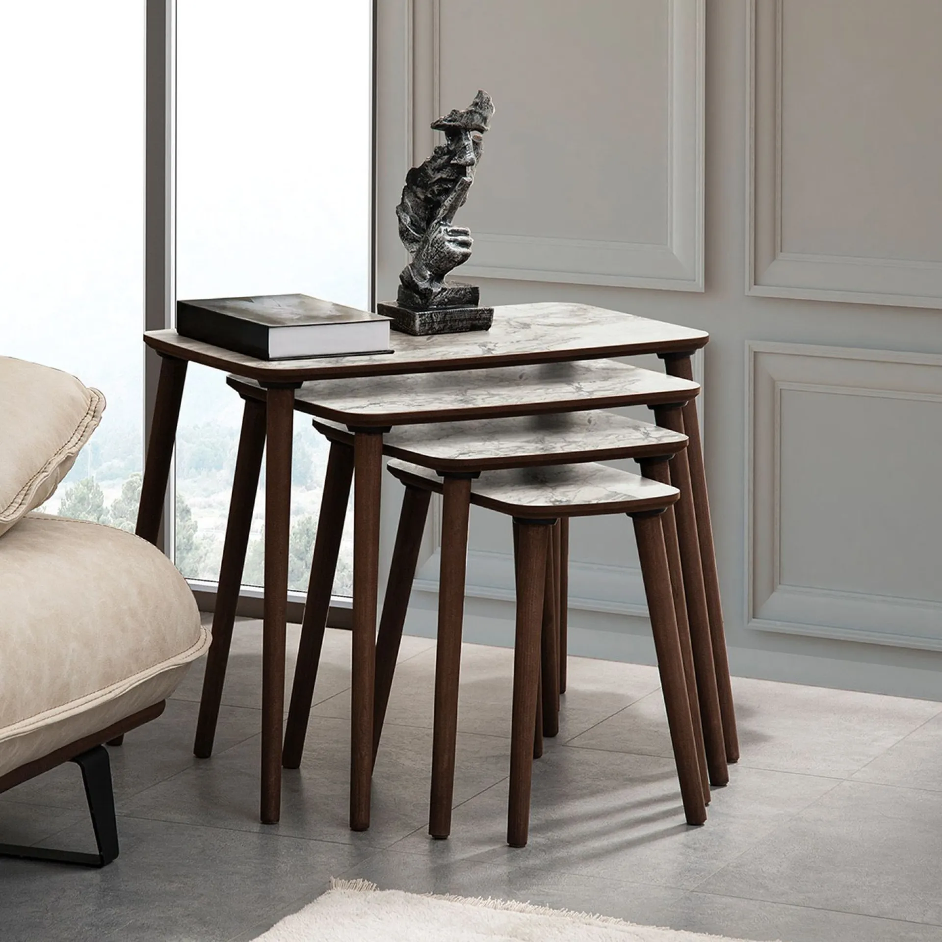 Sofabord-Lyvenn settbord 70 cm Hvit