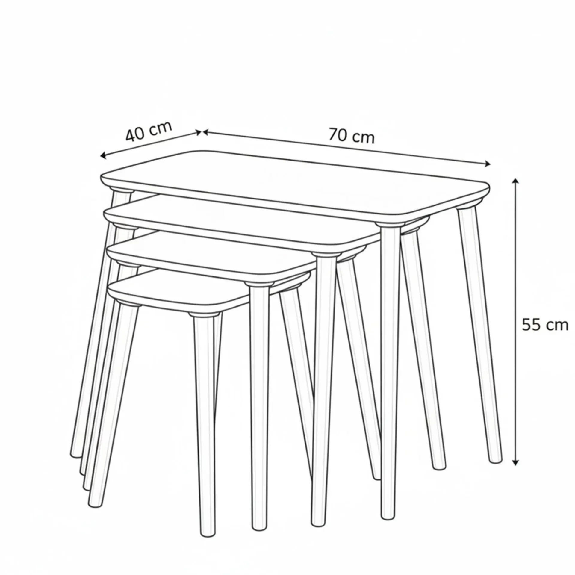 Sofabord-Lyvenn settbord 70 cm Hvit