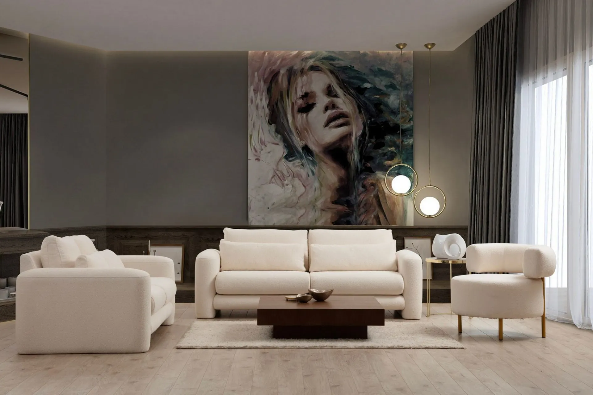2 Seter Sofa-Makhan Sofa 2-seter Beige