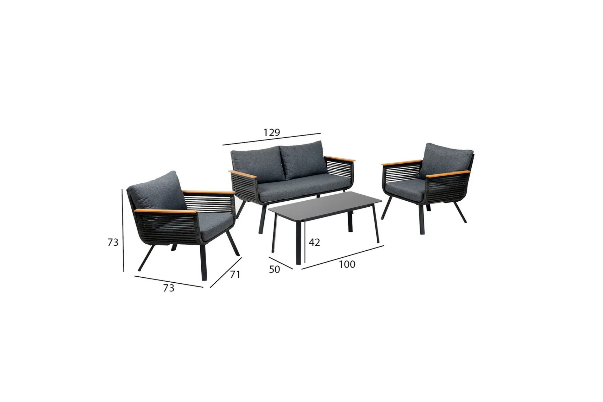 Veranda & Terrasse|Loungesett-Malaga Soffgrup Svart