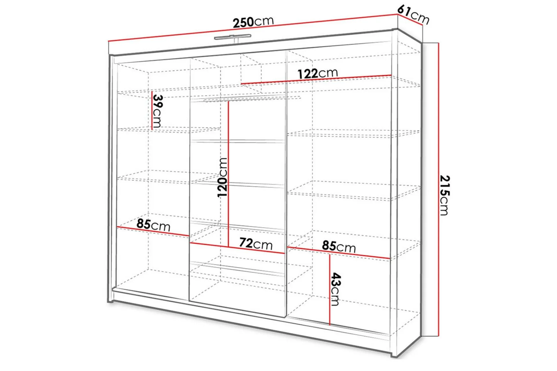 Garderober & Garderobesystem-Malibu Garderobe 250x61x215 cm Beige