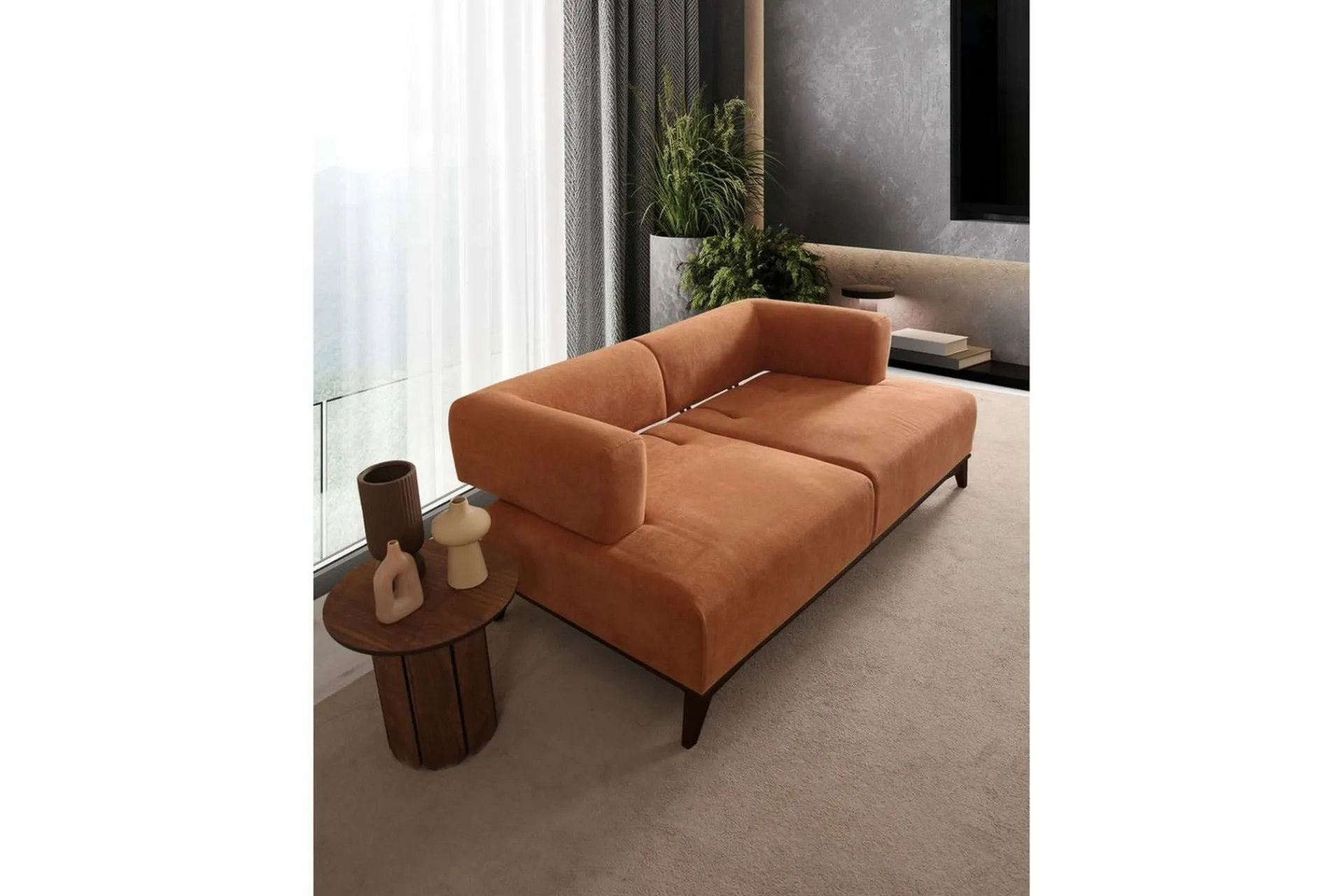 2 Seter Sofa-Malkiat Sofa 2-seter Orange,Svart
