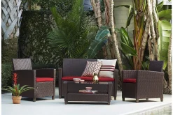 Dorel Home Veranda & Terrasse|Loungesett-Malmo Loungegruppe Kunstrotting Brun Brun,Rød