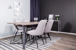 Venture Home Malvina Spisegruppe med 4 Valerie Lyx Fløyelsstoler