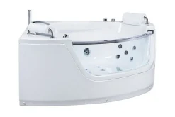 Baderom-Mangle Hjørneboblebadekar 150 cm med LED-belysning Hvit