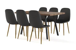 Factory Fellow Marcelen Spisebord Uttrekkbart med ileggsplate + 6 stk Nibe stol svart med eikeben