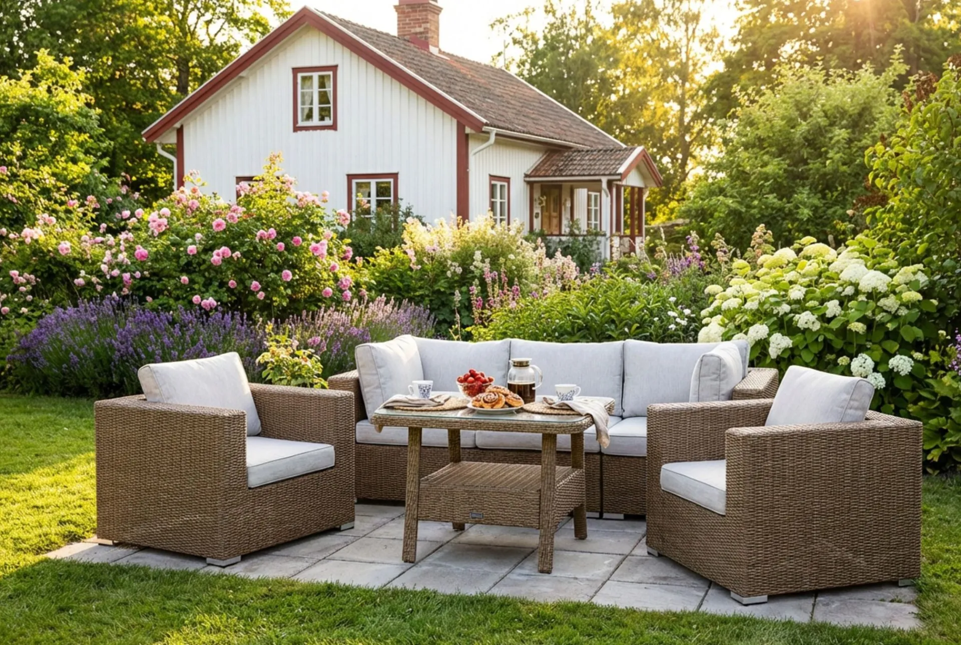 deNoord Veranda & Terrasse-Marcus Loungegruppe Brun,Grey