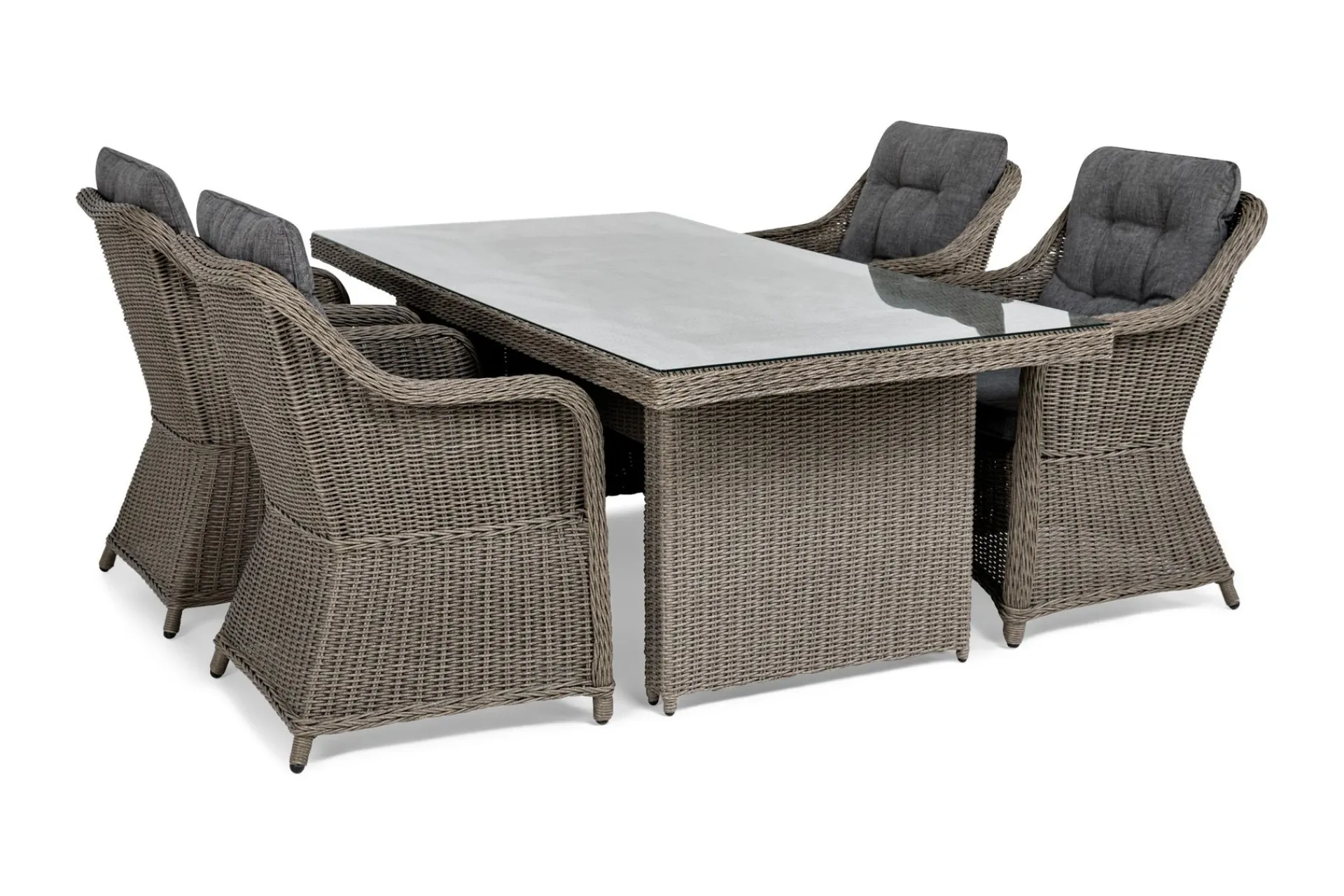 deNoord Spisegrupper Hage-Marcus Spisegruppe 200 + 4 Lenestoler m Pute Beige,Grey