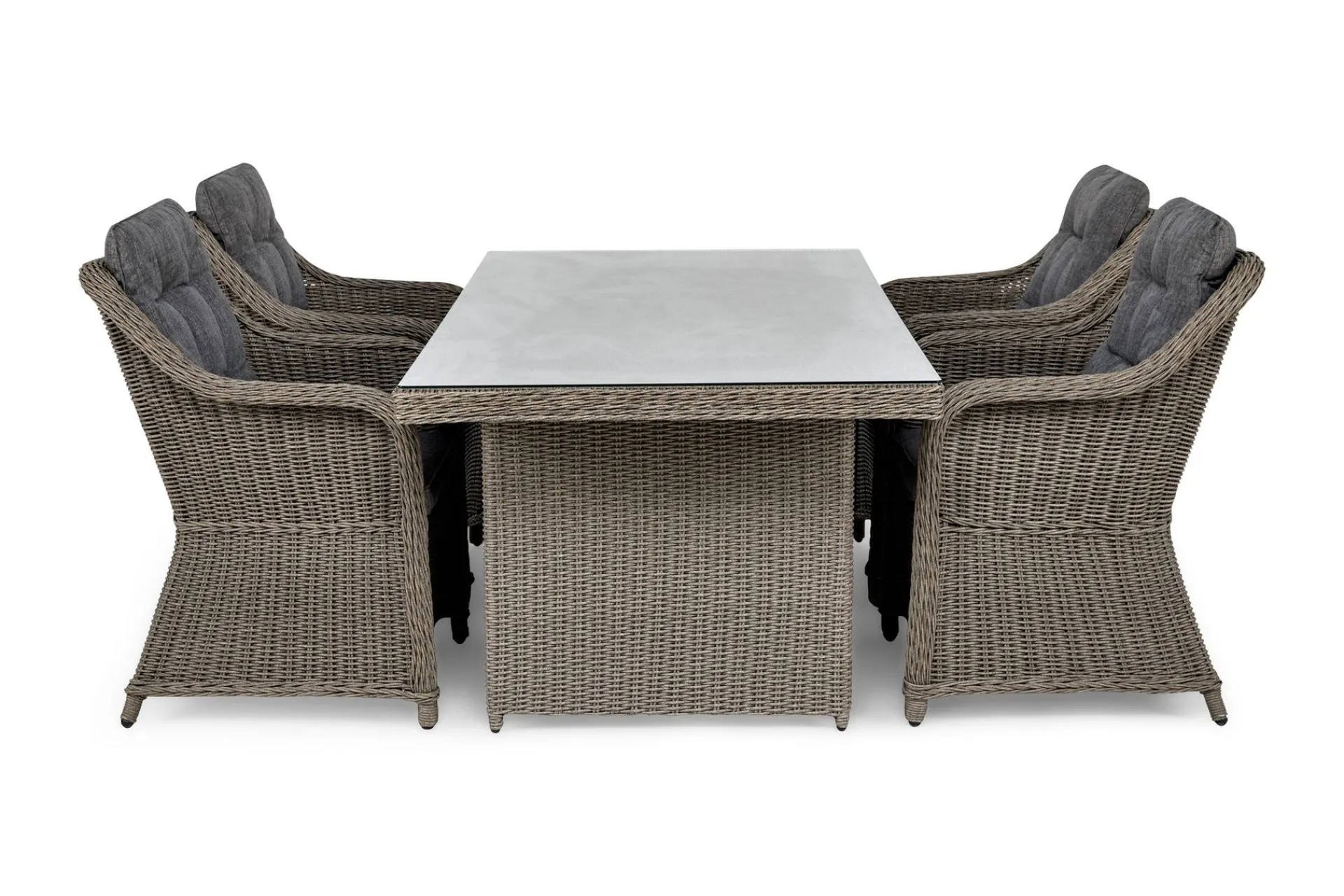 deNoord Spisegrupper Hage-Marcus Spisegruppe 200 + 4 Lenestoler m Pute Beige,Grey