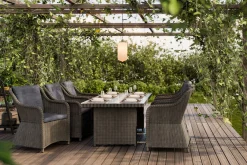 deNoord Spisegrupper Hage|Puteoppbevaring & Møbelbeskyttelse-Marcus Spisegruppe 200 + 6 Lenetoler m Pute Beige,Grey