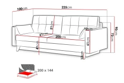 Sofa Med Sjeselong|2 Seter Sofa-Marina Sovesofa 225x100x90 cm Swave 1