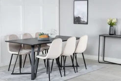 Venture Home Spisegrupper-Marina Spisegruppe 180 cm Rektangulær med 6 Polar Stoler Beige,Svart