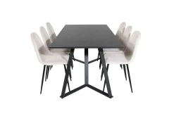 Venture Home Spisegrupper-Marina Spisegruppe 180 cm Rektangulær med 6 Polar Stoler Beige,Svart