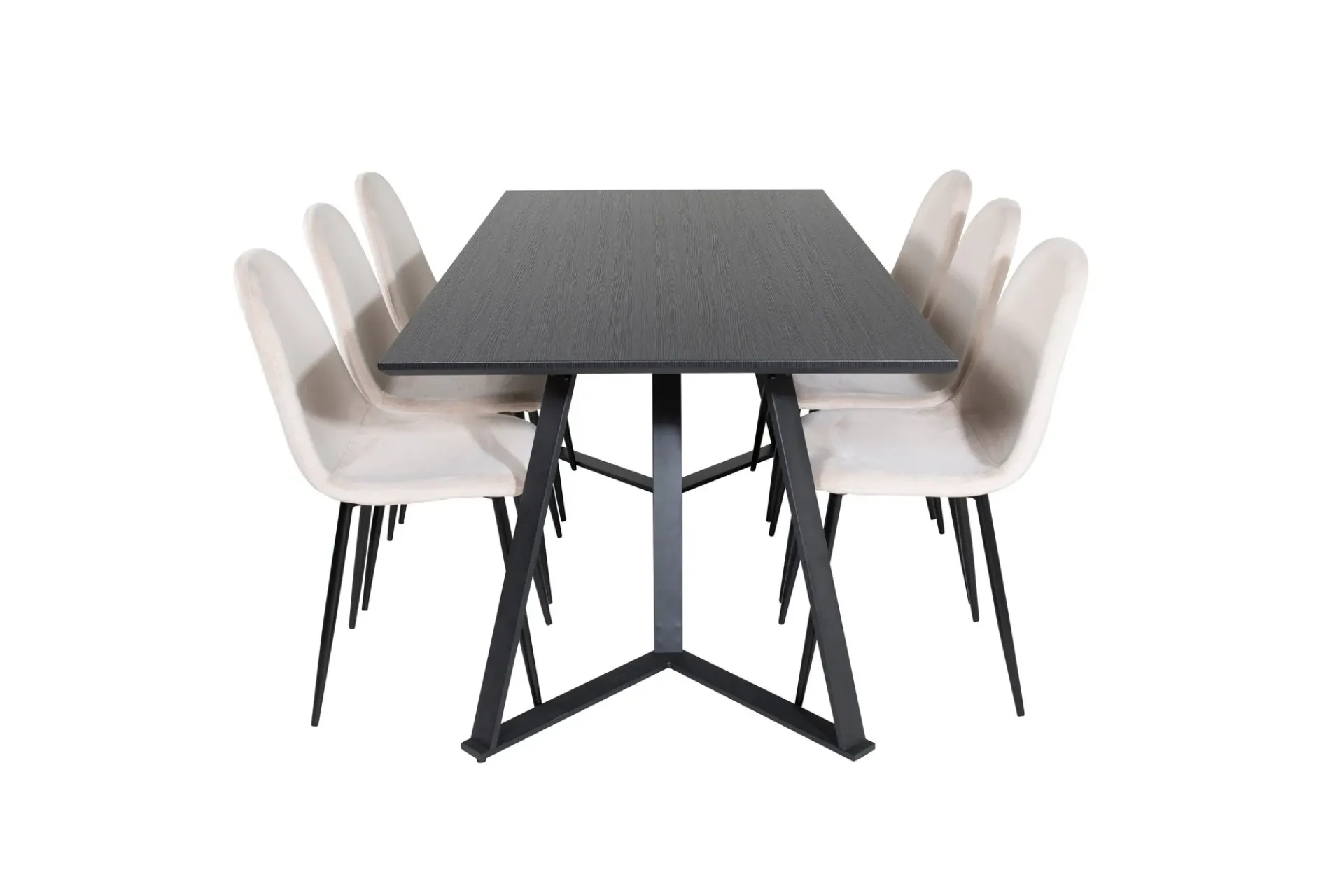 Venture Home Spisegrupper-Marina Spisegruppe 180 cm Rektangulær med 6 Polar Stoler Beige,Svart