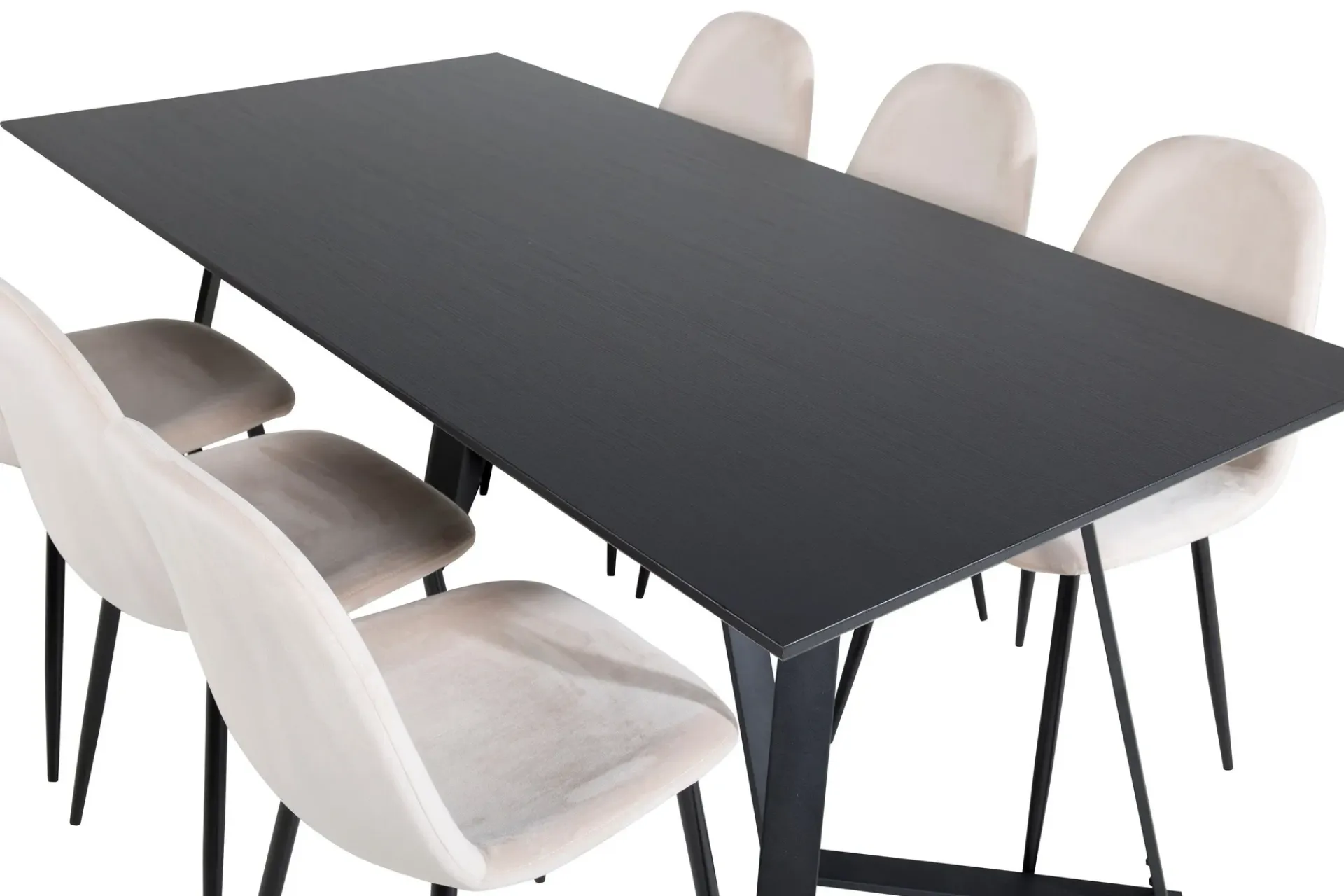 Venture Home Spisegrupper-Marina Spisegruppe 180 cm Rektangulær med 6 Polar Stoler Beige,Svart