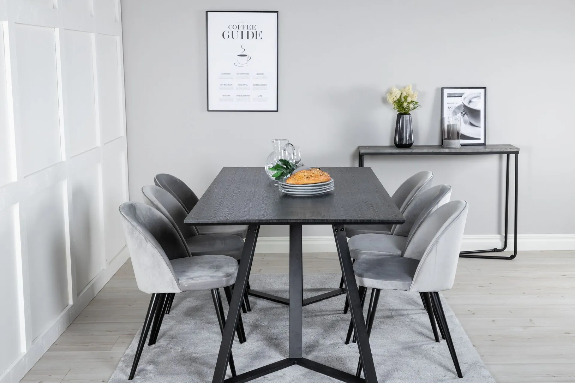 Venture Home Marina Spisegruppe 180 cm Rektangulær med 6 Velvet Stoler