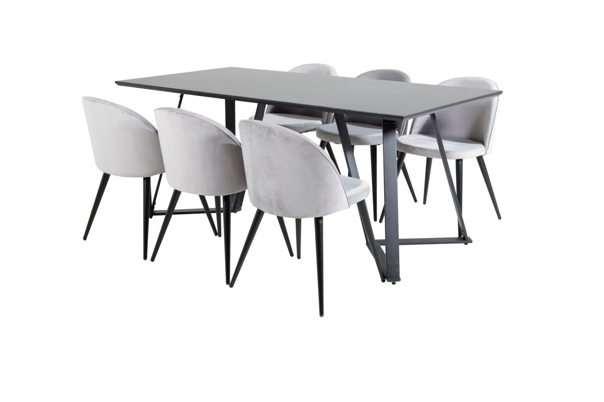 Venture Home Marina Spisegruppe 180 cm Rektangulær med 6 Velvet Stoler