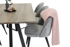 Venture Home Spisegrupper-Marina Spisegruppe 180 cm Rektangulært med 6 Velvet Fløyel Spisestoler Svart,Grey