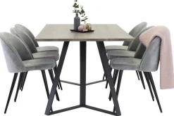 Venture Home Spisegrupper-Marina Spisegruppe 180 cm Rektangulært med 6 Velvet Fløyel Spisestoler Svart,Grey