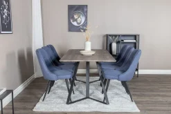 Venture Home Spisegrupper-Marina Spisegruppe 180 cm Rektangulær med 6 Velvet Stoler Svart,Blå,Grey