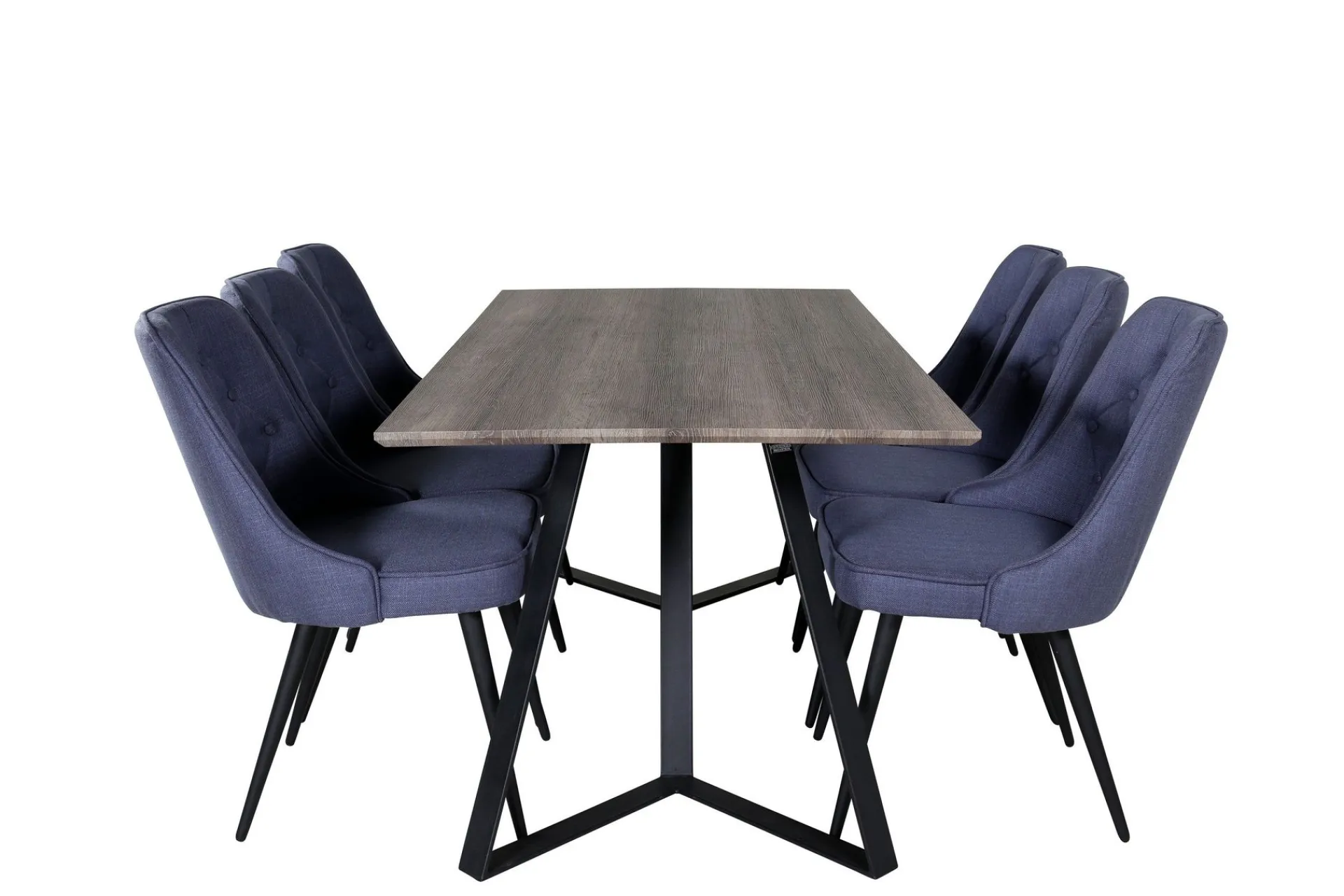Venture Home Spisegrupper-Marina Spisegruppe 180 cm Rektangulær med 6 Velvet Stoler Svart,Blå,Grey