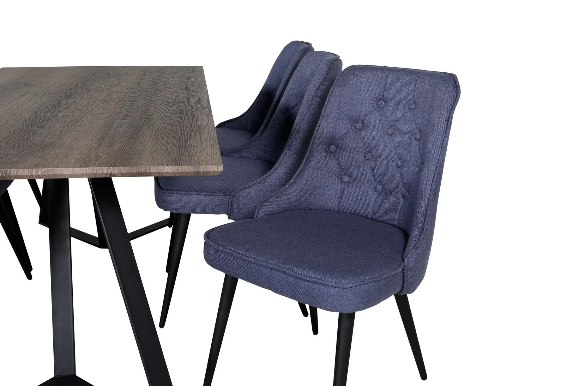 Venture Home Spisegrupper-Marina Spisegruppe 180 cm Rektangulær med 6 Velvet Stoler Svart,Blå,Grey