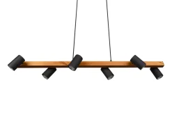 Trio Lighting Kjøkkenlampe|Taklampe-Marley Hengelampe 115 cm 6-deler Mattsvart/Tre Matt svart