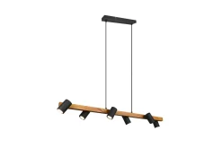 Trio Lighting Kjøkkenlampe|Taklampe-Marley Hengelampe 115 cm 6-deler Mattsvart/Tre Matt svart