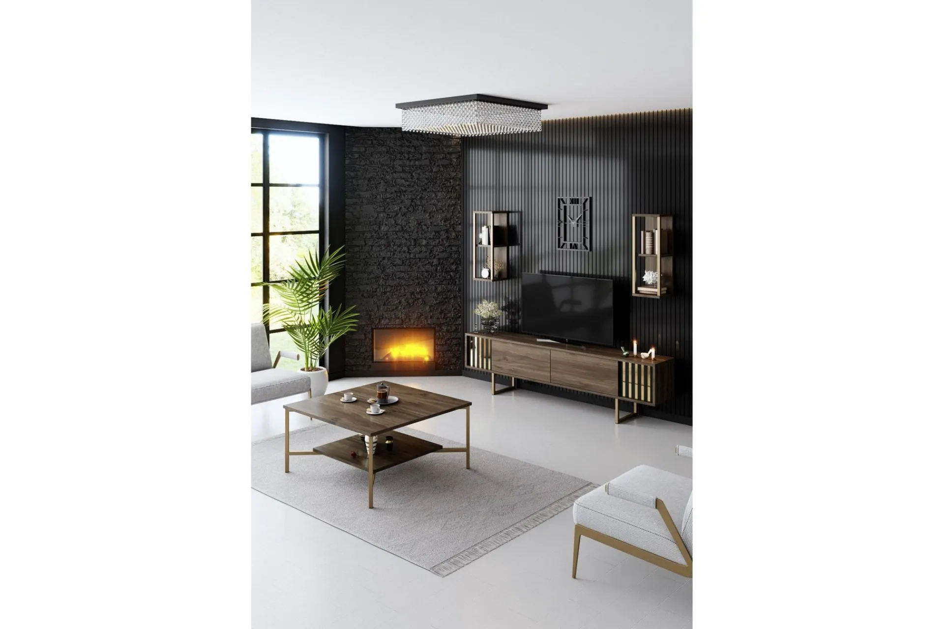 Tv-Benk & Mediabenk-Masatomo TV-benk 180 cm Valnöt,Svart