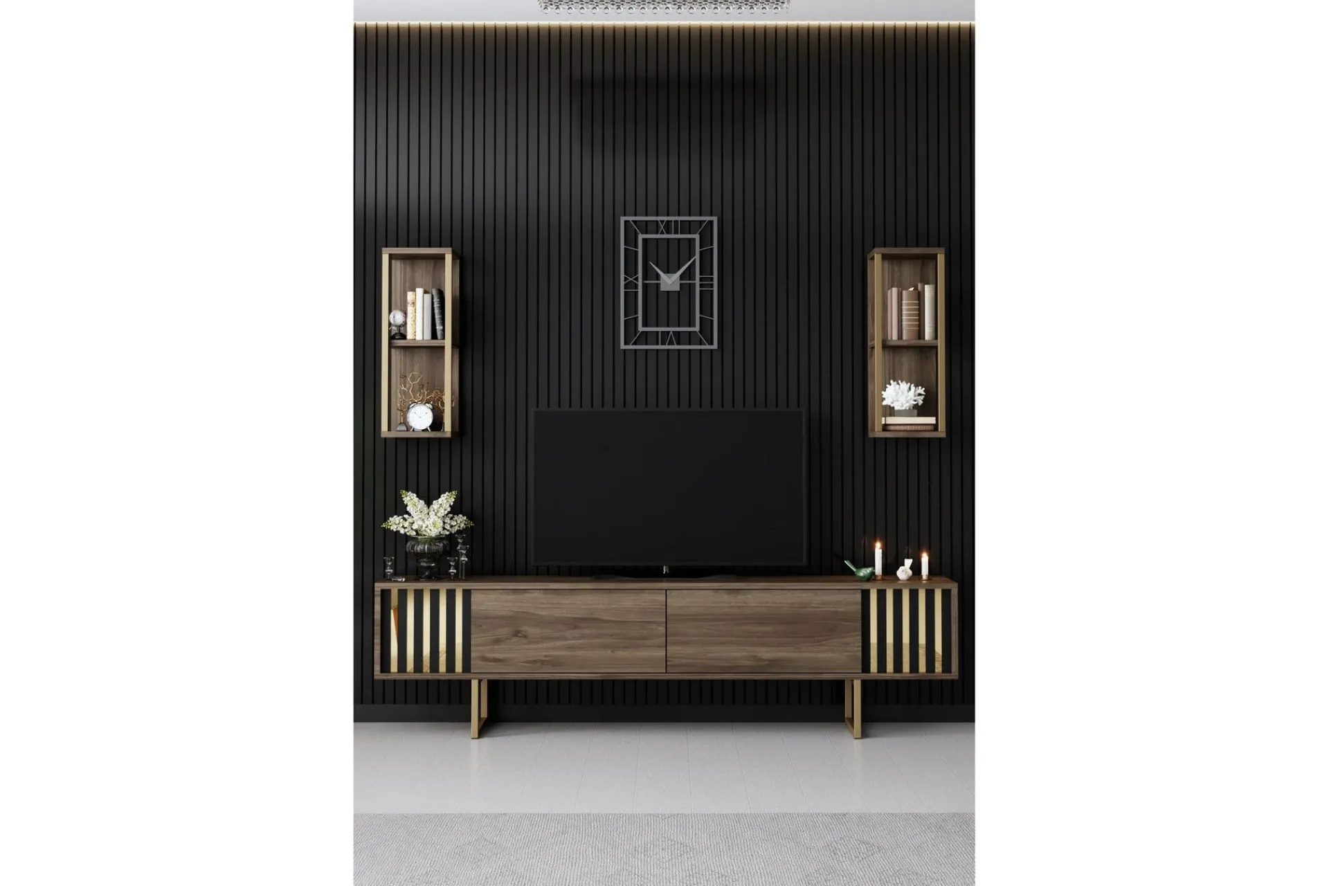 Tv-Benk & Mediabenk-Masatomo TV-benk 180 cm Valnöt,Svart