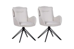 Matsalsstol Beliani Avelar set om 2 Beige-Svart Ljusbeige