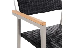 Balkongstoler|Balkongmøbler-Matstol Beliani Grosseto set om 6 Sandbeige/silver/ljust trä Black||Silver Svart,Sølv