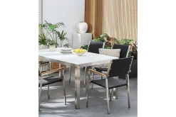 Balkongstoler|Balkongmøbler-Matstol Beliani Grosseto set om 6 Sandbeige/silver/ljust trä Black||Silver Svart,Sølv