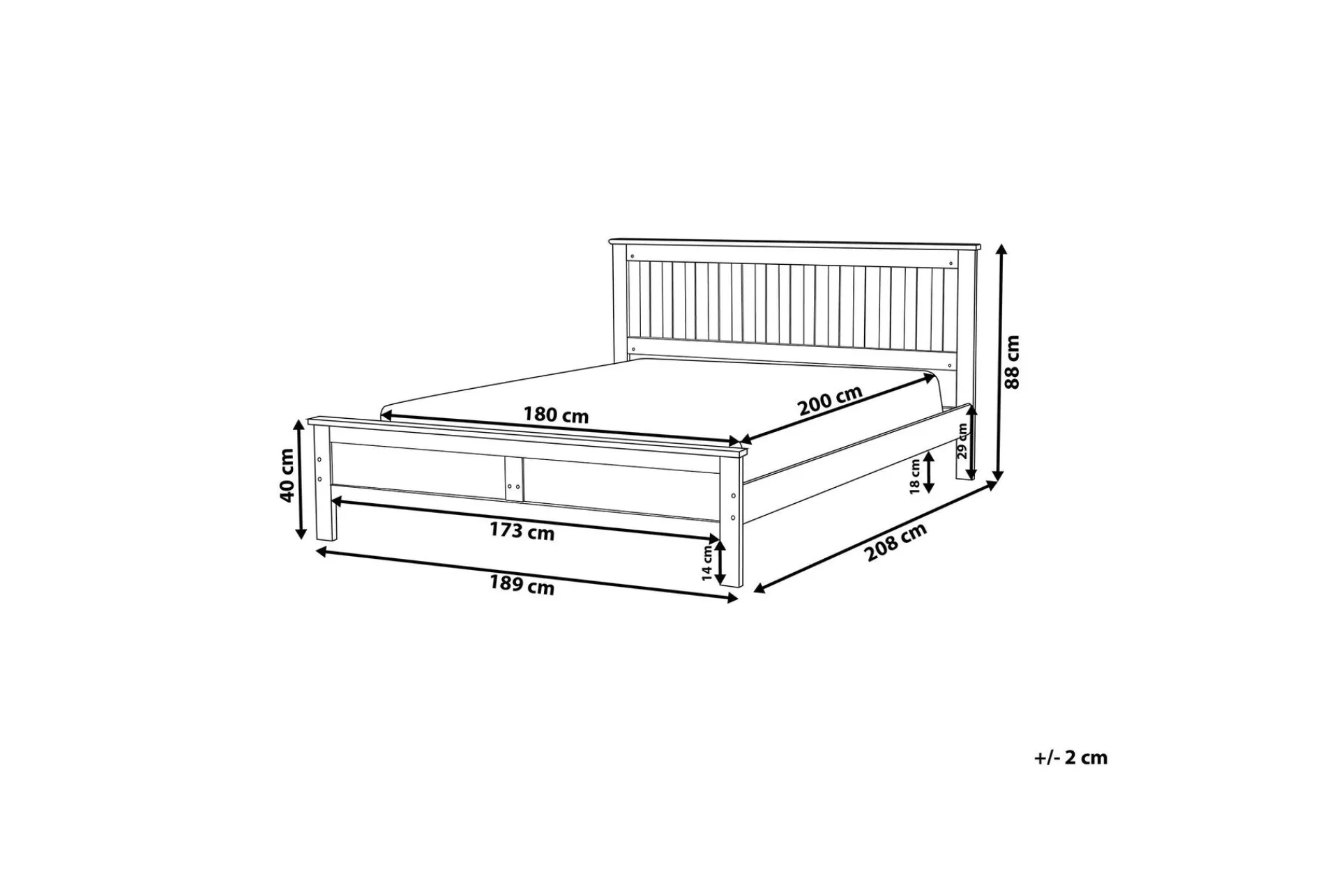 Sengeramme & Sengestamme-Mayenne Dobbeltseng 180 | 200 cm Hvit