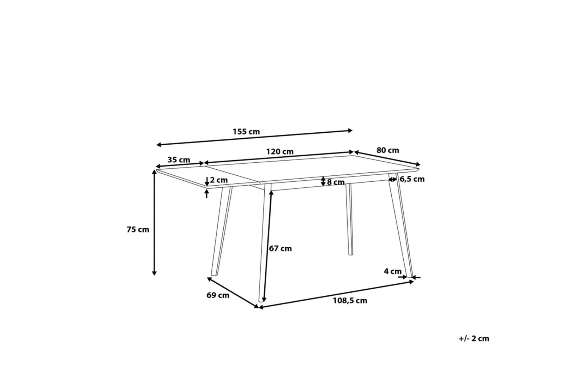 Spisebord & Kjøkkenbord-Medio Spisebord 155 cm Hvit