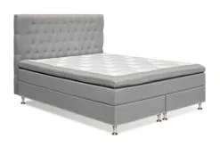 Bedly Kontinentalsenger-Meja Komplett Sengpakke 160x200 cm Dobbeltseng med Sengegavl Lysegrå
