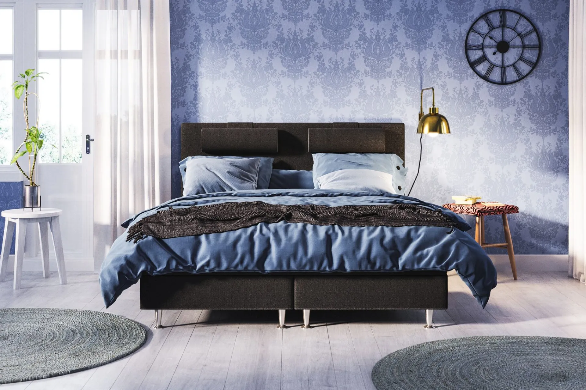 Bedly Kontinentalsenger-Meja Sengepakke 180x200 Svart
