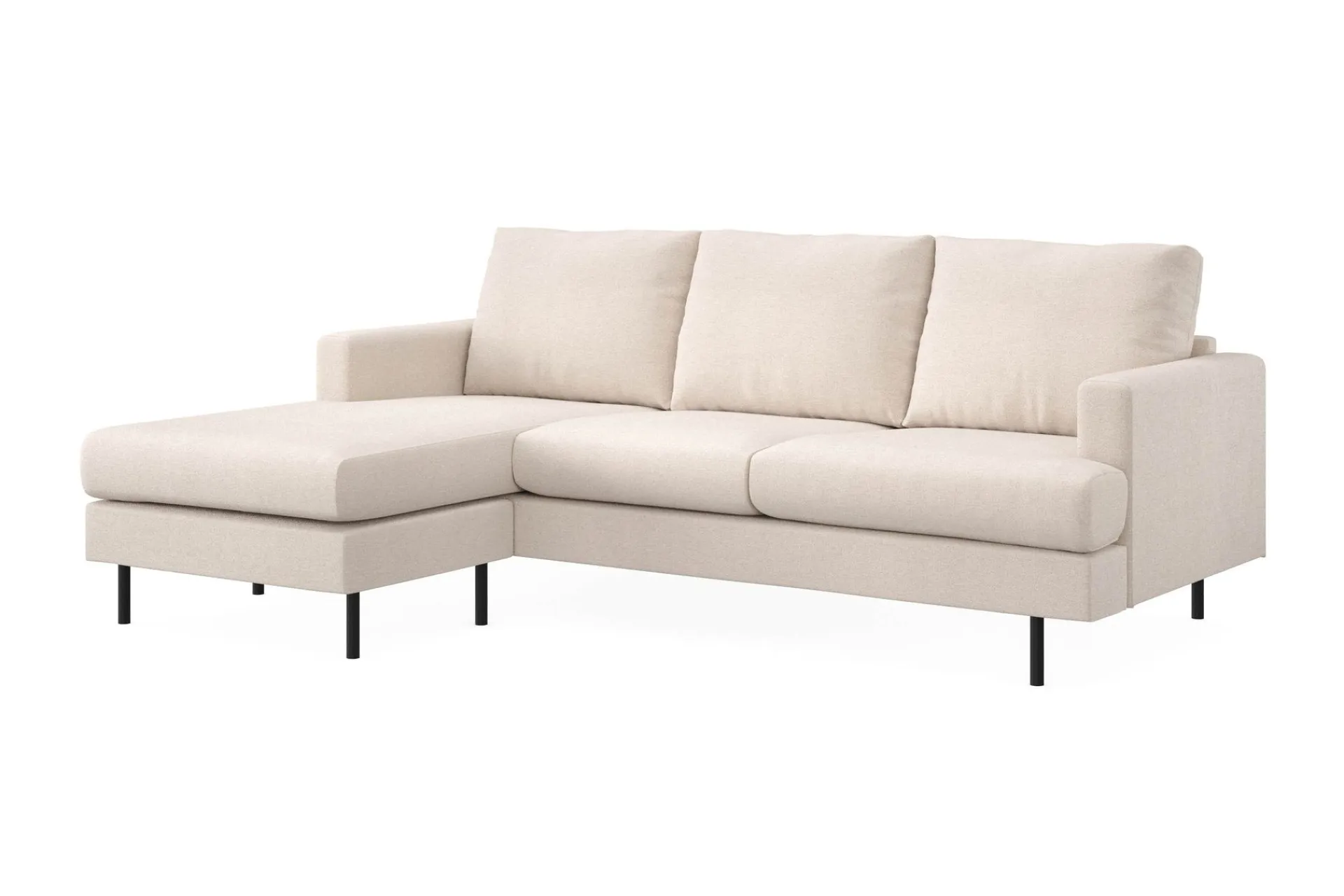 Scandi Days Sofa Med Sjeselong-Menard Compact 3-seters Venstrevendt L-formet Divansofa i Stoff Beige