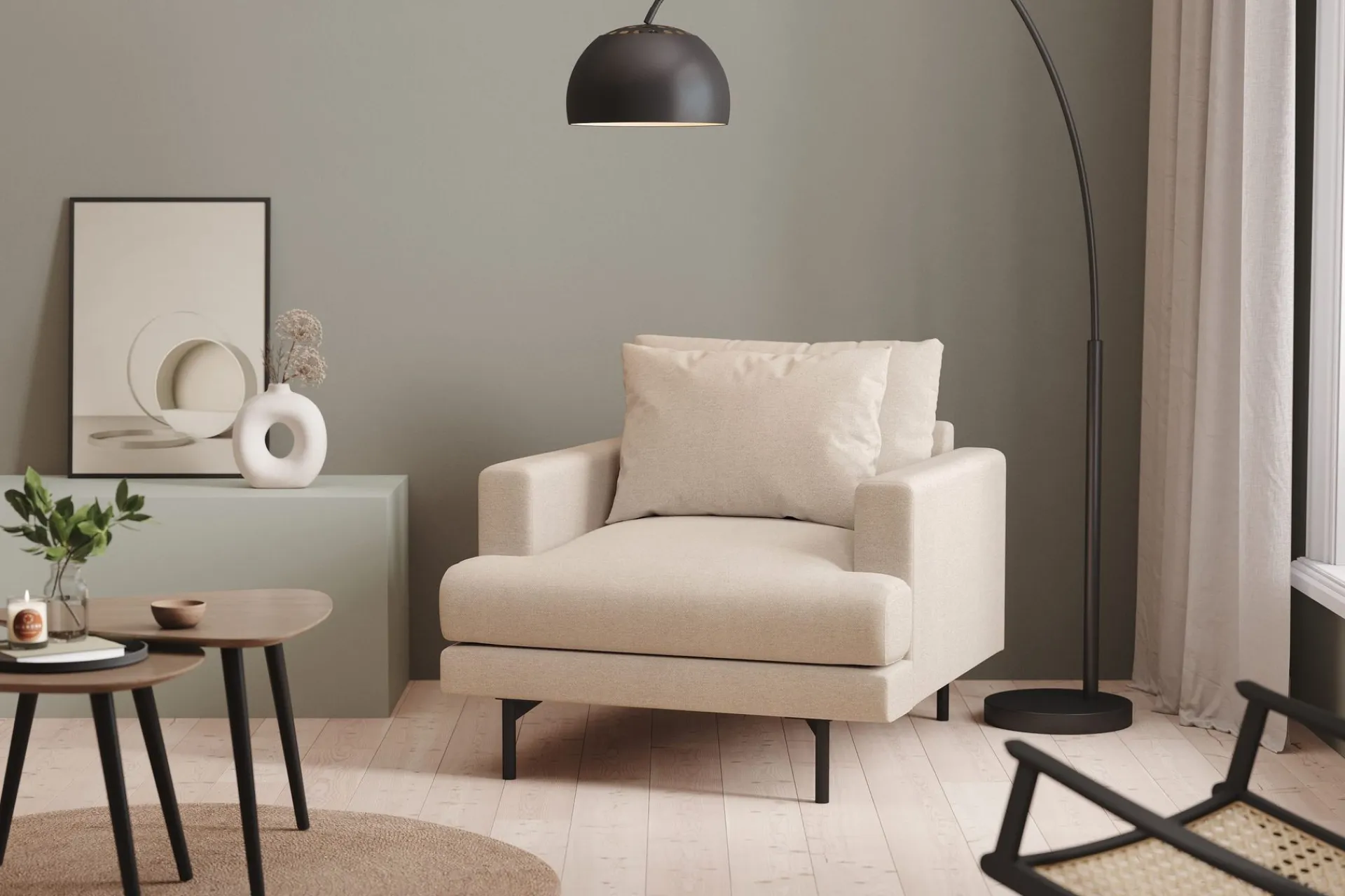 Scandi Days Lenestoler-Menard Dyp Lenestol 97 cm bred Beige