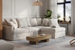 Scandi Days Sofa Med Sjeselong-Menard 4-seters Høyrevendt Dyp L-formet Sjeselongsofa i Stoff Beige