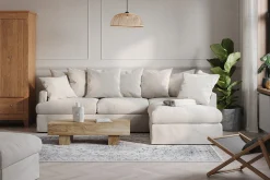 Scandi Days Sofa Med Sjeselong-Menard 4-seters Høyrevendt Dyp L-formet Sjeselongsofa i Stoff Beige