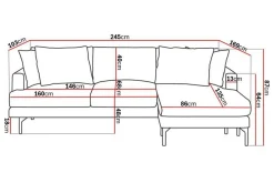Scandi Days Sofa Med Sjeselong-Menard 3-seters Høyrevendt L-formet Divansofa i Manchester Beige