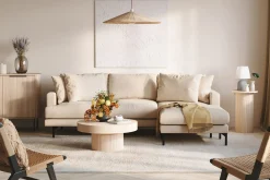 Scandi Days Sofa Med Sjeselong-Menard 3-seters Høyrevendt L-formet Divansofa i Manchester Beige