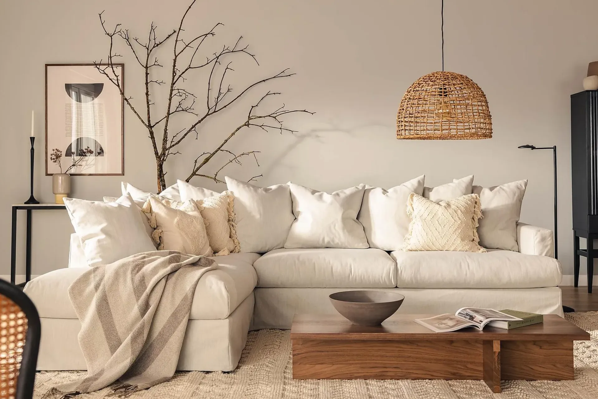 Scandi Days Menard 4-seters Venstrevendt Dyp L-formet Sjeselongsofa i Stoff